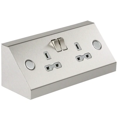 Image of KnightsBridge 13A 2G Mounting DP Switched Socket Stainless Steel with Grey Insert
