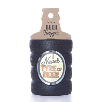 Image of Boxer Gifts Never Tyre Beer Bottle Cooler Sleeve Novelty Insulated Neoprene Hugger Birthday Christmas for Him, Black, One