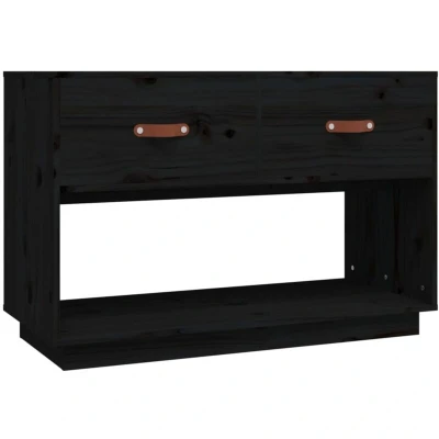 Image of vidaXL TV Cabinet Black 90x40x60 cm Solid Wood Pine