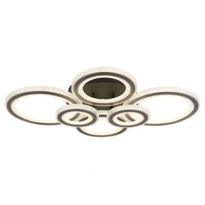 Image of Kora Integrated LED Semi Flush Ceiling Light Matt Black 6x Dimmable 2700 6000K Remote Control