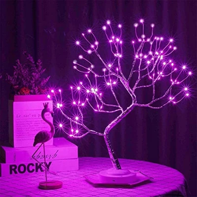 Image of DUBENS Tabletop Bonsai Tree Light with 108 LED Lights, USB/Battery Touch Switch, Fairy Lights Lamp, Branch Cute Night Home Decor (Pink)