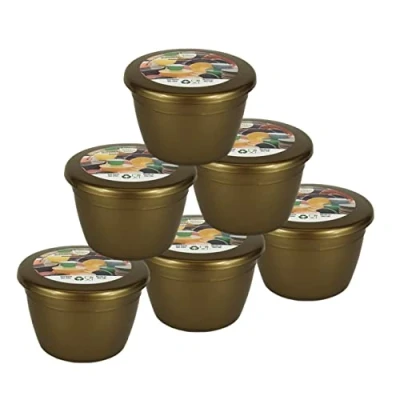 Image of Just Pudding Basins Gold Colour 1/4 Pint Small Basin and Lid Pack of 6 Plastic Steaming Bowls…