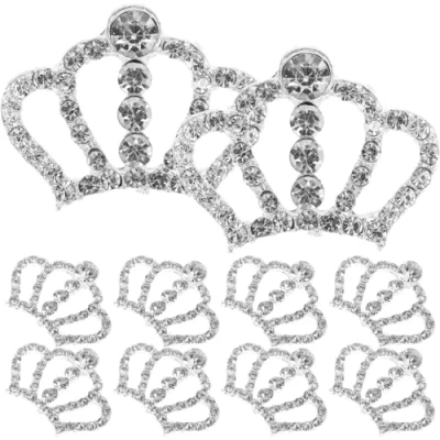 Image of WINOMO 10pcs Crystal Crown Rhinestone Embellishments Decoration (Silver)