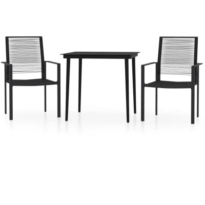 Image of vidaXL 3 Piece Garden Dining Set Black