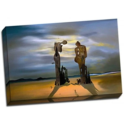 Image of Salvador Dali Two Statues Canvas Print Poster 24x16 Inches