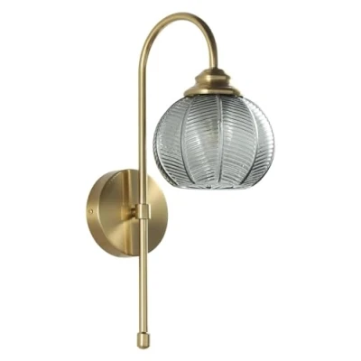 Image of Led Wall Light Lighting Vintage Green Glass Brushed Brass Sconce Large Globe Gold Long Swing Arm Mid Century Modern Unique Bathroom Lamps (Colo