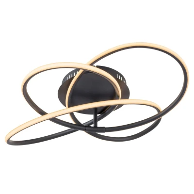 Image of Panda Integrated LED Semi Flush Ceiling Light Matt Black 3000K