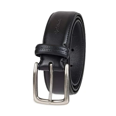 Image of Columbia Men&#039;s Trinity Logo Belt Casual Dress with Single Prong Buckle for Jeans Khakis, Black, 44W