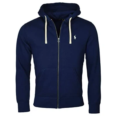 Image of Polo Ralph Lauren Men&#039;s Classic Full Zip Signature Fleece Hoodie Sweatshirt, New Navy, L