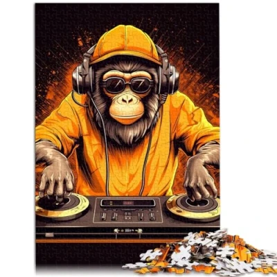 Image of 1000 Piece Jigsaw Puzzle for Adults，Monkey Dj Music，for Grownups &amp; Families wooden puzzle，Great gift adults，Size：50x75cm