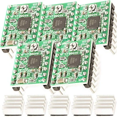 Image of AZDelivery 5 x A4988 DMOS Stepper Motor Driver RepRap Ramps with Headers and Heatsink compatible Arduino including E Book!