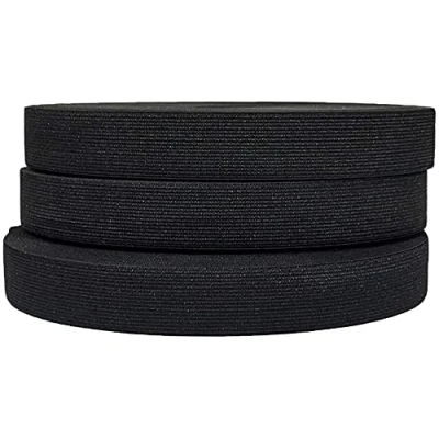 Image of 25 Meters Elastic Sewing Band, Flat Ribbon, Wide Tape, Fabric, Tapes for DIY (Black, 25M x 40MM)