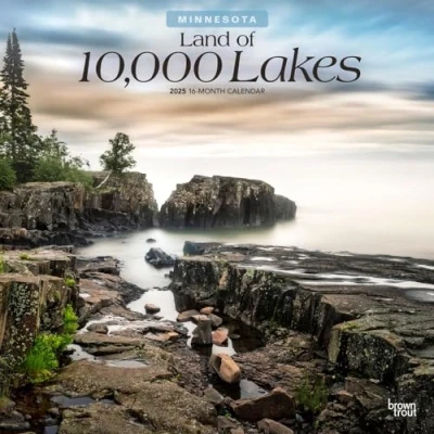 Image of Land of 10000 Lakes Minnesota Places 2025 12 x 24 Inch Monthly Square Wall Calendar Plastic Free BrownTrout USA United States America Midwest State Nature