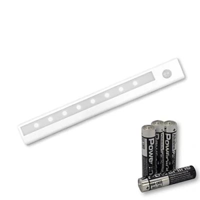 Image of EPOSGEAR Minder 8 LED Stick On Adhesive Motion Activated PIR Cordless Sensor Light Bar Perfect for use in Kitchens, Cupboards, Wardrobes, Closets and Other Low Areas (1 with Batteries)