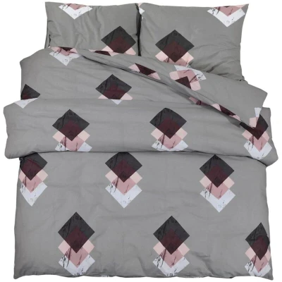 Image of vidaXL Duvet Cover Set Grey 140x200 cm Cotton