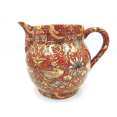 Image of William Morris Red Birds Tapestry Design Extra Large Dutch jug by Heron Cross Pottery