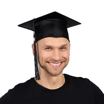 Image of Graduation Black Hat Mortar Board Cap School College University Fancy Dress