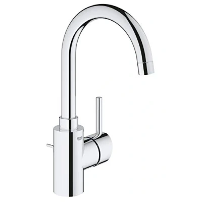 Image of GROHE Concetto Single Lever Basin Mixer, L Size, Swivel Spout, Pop Up Waste Set. Water Saving Tap in Chrome Finish. 23739002