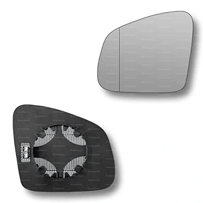 Image of Less4spares Replacement Wing Mirror Glass Left Compatible with Smart Fortwo Forfour 2014 2021 CLIP ON Passnager Near Side N/S Heated Blind Spot