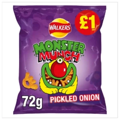 Image of Walkers Monster Munch Pickled Onion Snacks 72g x Case of 15