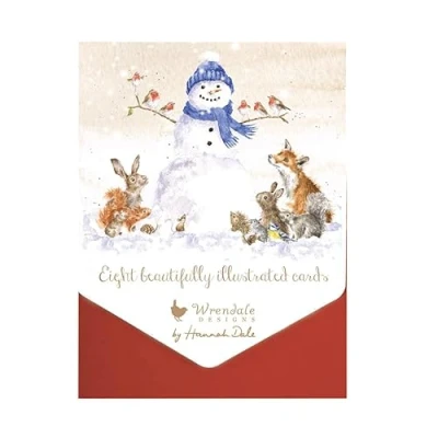 Image of Wrendale Designs by Hannah Dale Gathered All Around Christmas Noteard Set Pack of 8