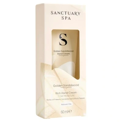 Image of Sanctuary Spa Golden Sandalwood Rich Hand Cream, Moisturiser, Body Vegan and Cruelty Free 60ml