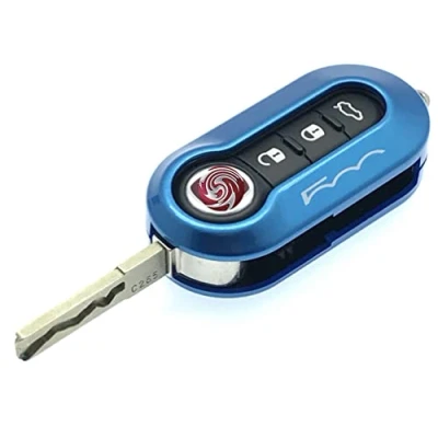 Image of Nordecco GLOSS KEY FOB PROTECTOR SHELL CASE Compatible FOR FIAT 500C 500 500L ABARTH GRANDE PUNTO BRAVA PANDA STILO LINEA (Blue)
