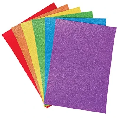 Image of Baker Ross FC738 Rainbow Colours Glitter A4 Card Pack of 20, Kids Crafts, Arts and Crafts for Kids, School Supplies