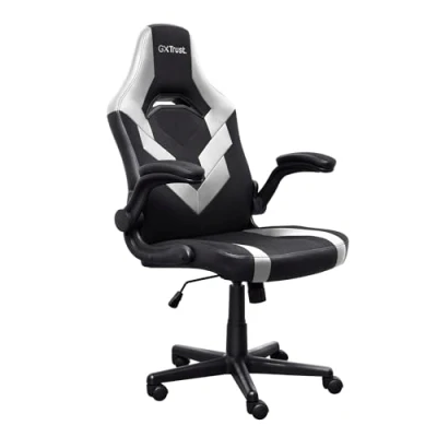 Image of Trust Gaming GXT 703W Riye Chair, Adjustable Desk Chair with Padded Arm Rest, up to 140kg Weight, Class 4 Gas Lift, PC Tiltable Seat Computer for Setup, Video Games White