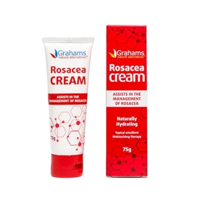 Image of Grahams Natural Rosacea Cream Anti Redness Treatment for Face to Soothe, Moisturise, Hydrate &amp; Calm Sensitive Prone Skin Hypoallergenic, Steroid Free (1 x 75g)
