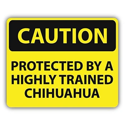 Image of postwalldecor Caution Protected By A Highly Trained Chihuahua Slogan Sign Car Bumper Sticker Decal 12 x 10 cm