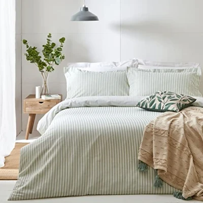Image of The Linen Yard Hebden Duvet Cover Set with Mélange Striped Pattern, 140 x 200/80 80 cm