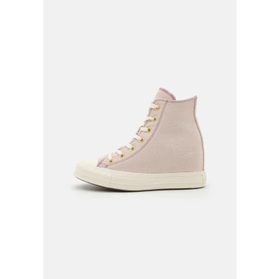 Image of Converse Chuck Taylor ALL STAR Wedge Platform Hightop trainers, Women&#039;s, Size: 6.5, Orchid dust/egret/gold Polyester