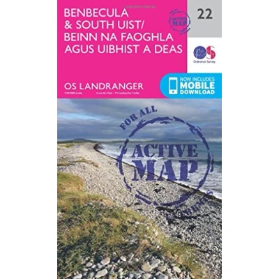 Image of Landranger Active 22 Benbecula &amp; South Uist Map With Digital Version