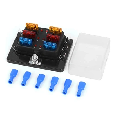 Image of Jtron, 6 way Blade Fuse Holder, 12V, ATO/ATC Fuse, 5A, 10A, 15A, LED Display, Stainless Steel, for Car, Boat, Marine Truck