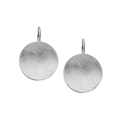 Image of Nenalina Earrings Round with Brushed Surface, handmade from 925 sterling silver, 324367 300