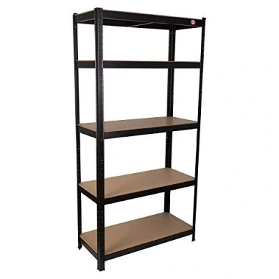 Image of Qualtex Heavy Duty 5 Tier Black Boltless Garage Racking Shelving Unit 875KG Capacity