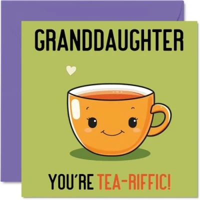 Image of Birthday Cards for Granddaughter Tea riffic Funny Happy Card from Grandparents, Gifts, 145mm x Joke Bday Greeting Women Her