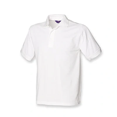 Image of Henbury Heavy Pique Polo Shirt : Color White Size L