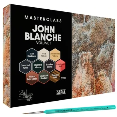 Image of The Army Painter, Masterclass John Blanche Volume 1 Paint Set, 6 x Warpaints Fanatic Paints, unique Speedpaint, 2 Washes, Metallic, Art Print &amp; Brush Model for Miniature Wargaming