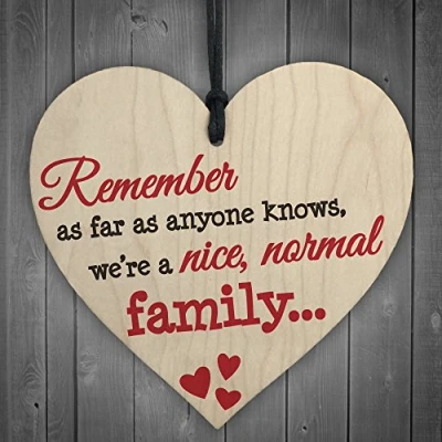 Image of RED OCEAN Nice Normal Family Novelty Wooden Hanging Heart Plaque Home Shabby Chic Sign