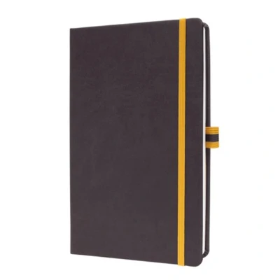 Image of SIGEL LS106 linescape Notebook, Squared, Approx. A5, Dark Grey, Yellow, hardcover, 176 Pages