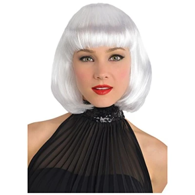 Image of amscan 843450 55 Adult Platinum White Party Wig, 1 Pc