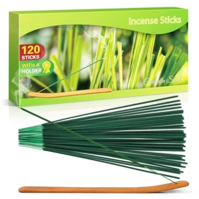 Image of SCENTORINI Citronella Incense Sticks, Lemongrass Sticks and Holder Set for Indoor Outdoor Garden Patio Camping,120 PCS