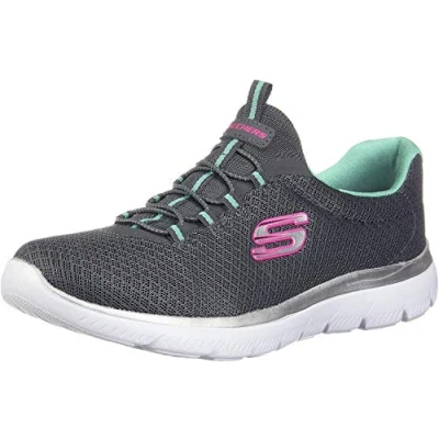 Image of Skechers Women&#039;s Summits Sneaker, Grey Anthracite Green, 5 UK