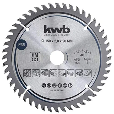 Image of kwb 583568 Precision carpenter circular saw blade, wood/hardwood 150 x 20 mm fine cuts, high number, 48 teeth Z