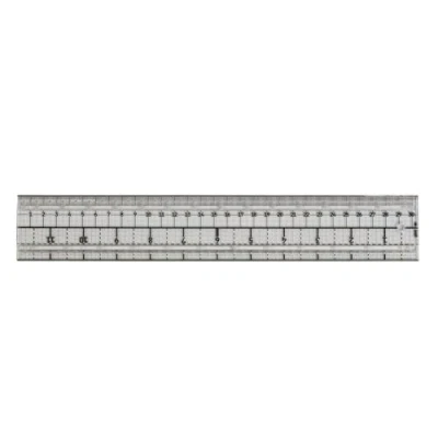 Image of Tonic Studios Tim Holtz 12&quot; x 2&quot; Media Ruler 4634e Multi Purpose Craft with Metal Cutting Edges, Grip Rails, Imperial &amp; Metric Measurements, Pick Guide Holes