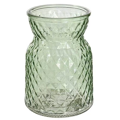 Image of Textured Green Glass Flower Bud Vase Jar Home Decoration Decor Ornament