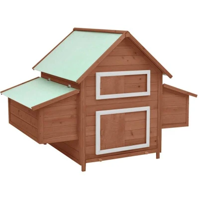 Image of vidaXL Chicken Coop Mocha and White 150x96x110 cm Solid Firwood