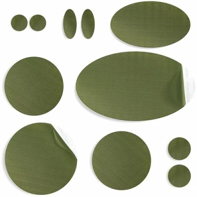 Image of aZengear Repair Patches for Down Jackets, Puffer Coats, Waterproof, Self Adhesive, Pre Cut, Tear Cold Heat Resistant Nylon Polyester Fabric, Fix Air Mattress, Inflatables, Tents (11 Pcs, Olive)